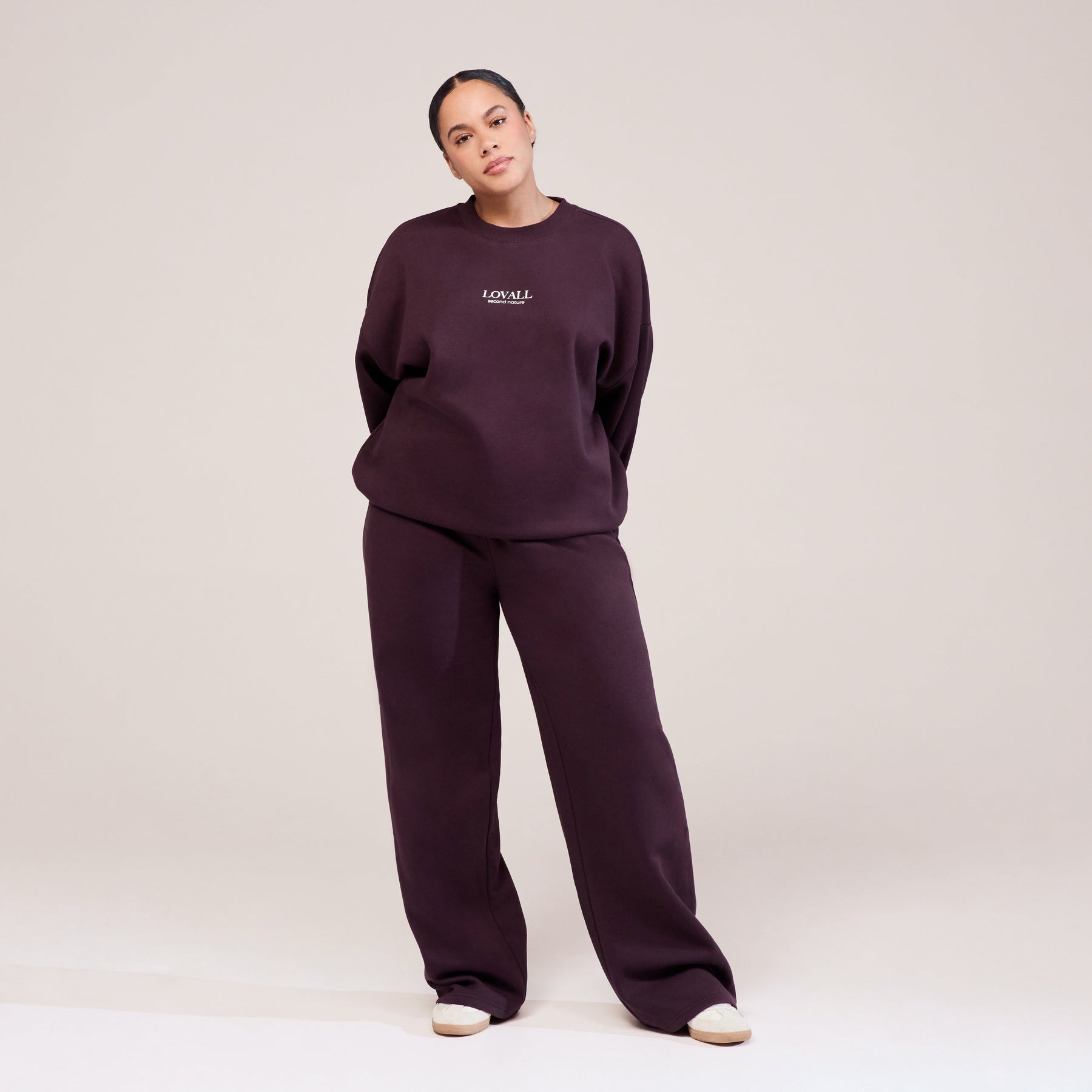 Curve Organic Wide Leg Jogger - Wine