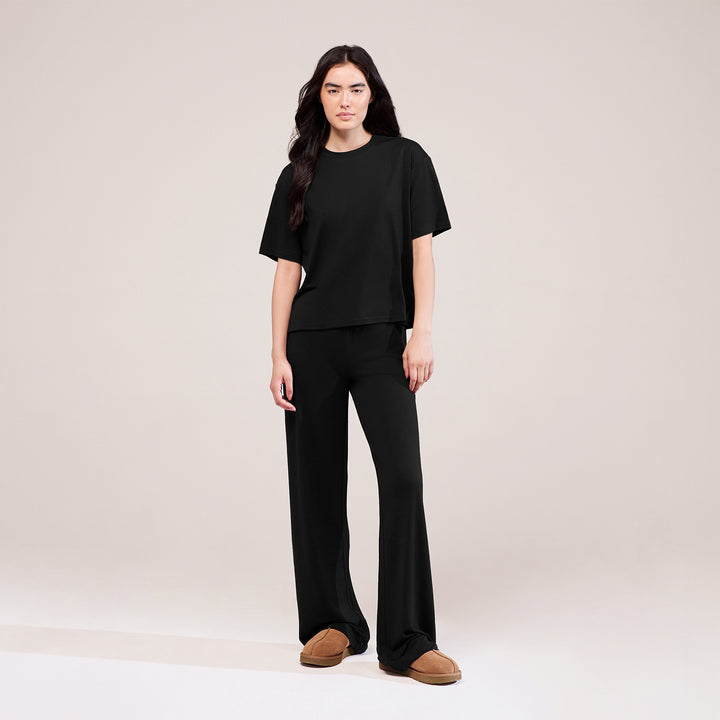 Weites Lounge-Set aus Soft-Touch-Stoff – Schwarz