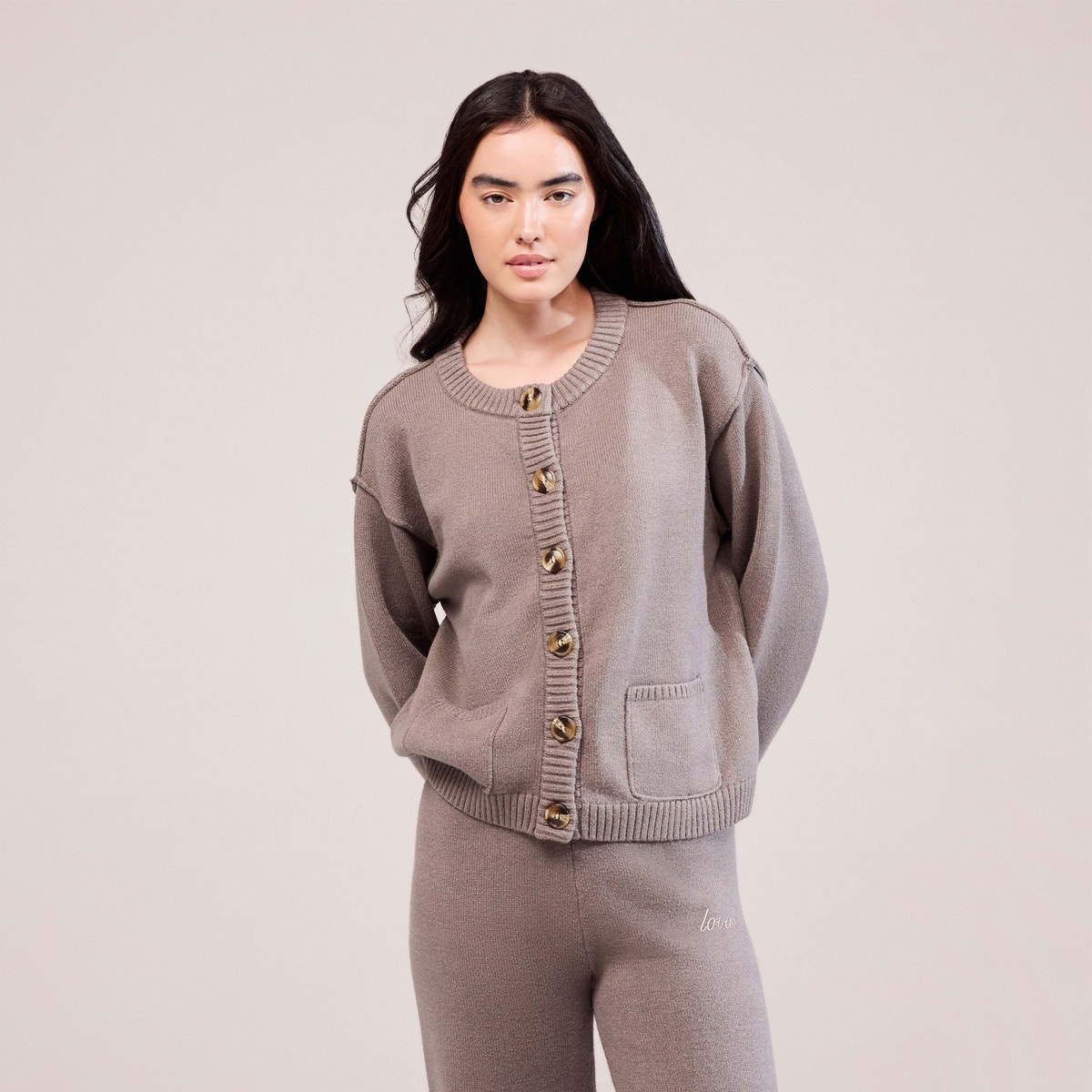 Weicher Strickcardigan - Mokka
