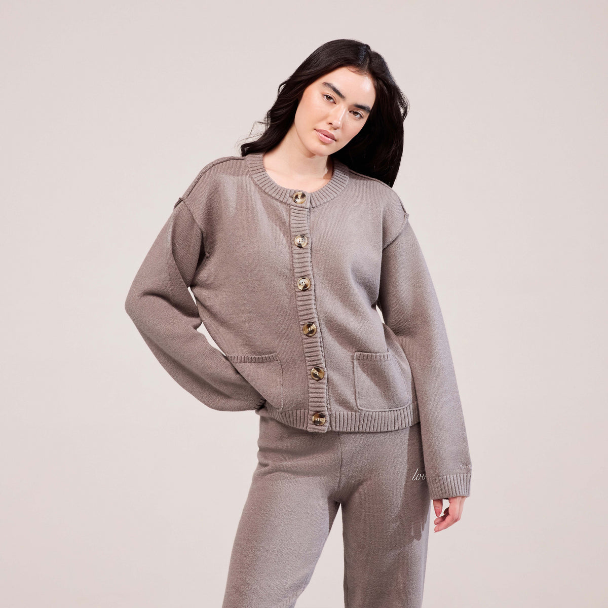 Weicher Strickcardigan - Mokka