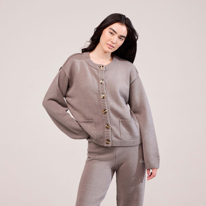 Weicher Strickcardigan - Mokka