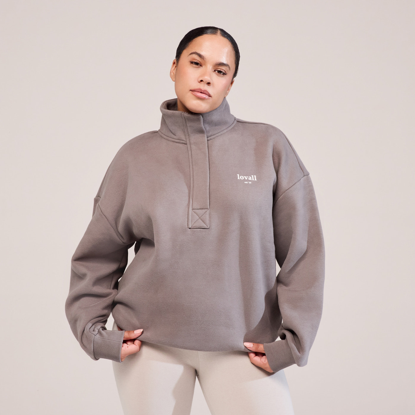 Curve Heavyweight 1/4 Zip Sweatshirt - Mocha