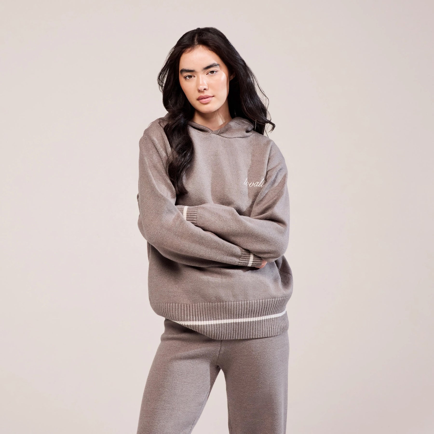 Curve Soft Knit Hooded Jumper - Mocha