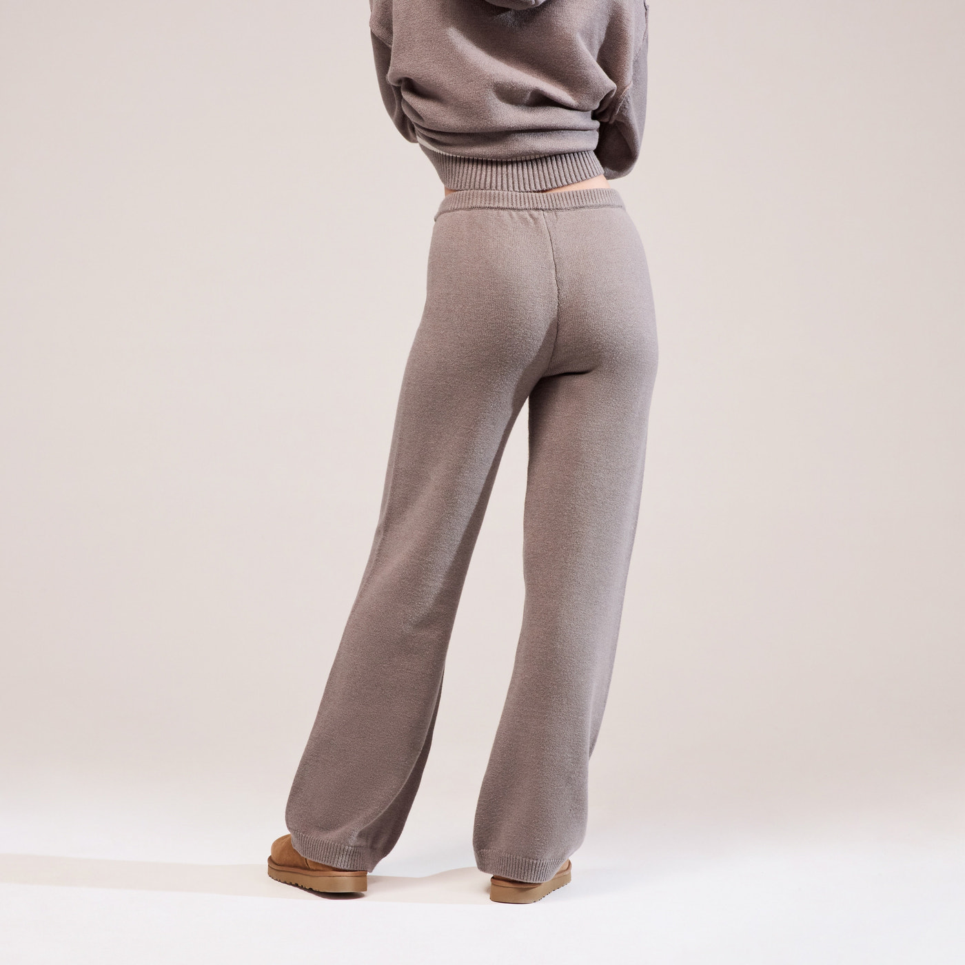 Curve Soft Knit Wide Leg Trousers - Mocha
