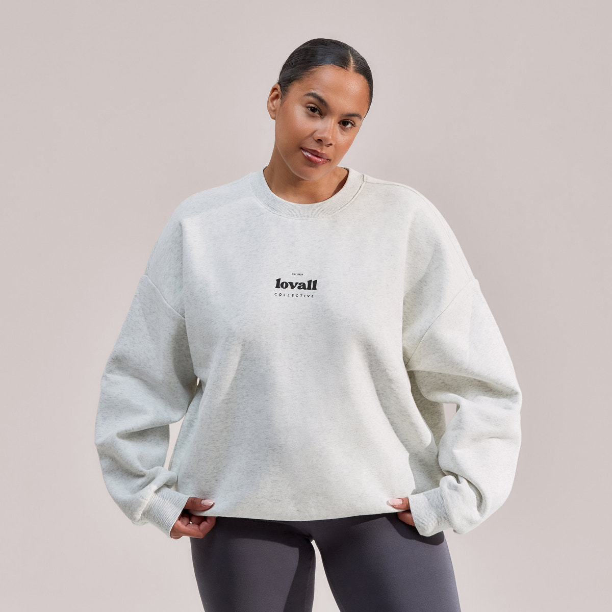 Organic Oversized Sweatshirt Collective – Hellgrau meliert