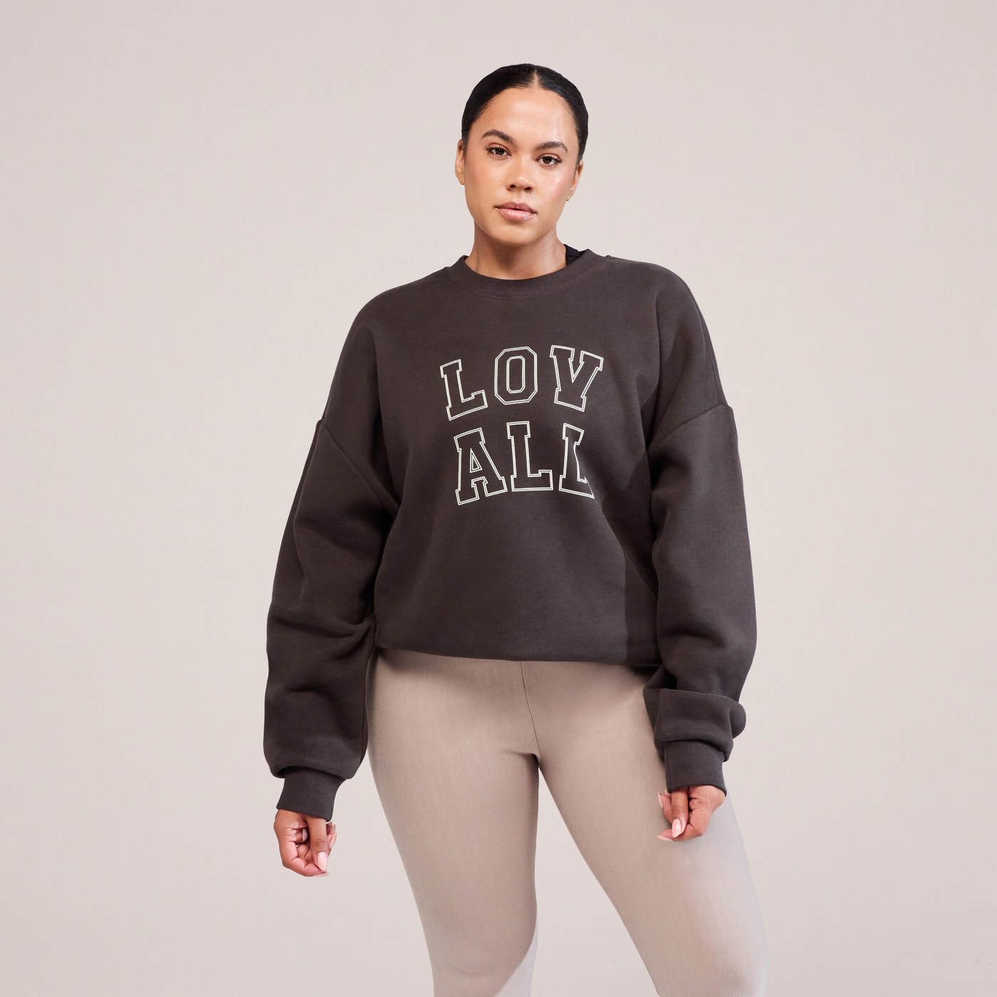 Curve Heavyweight Oversized Sweatshirt Varsity - Black Coffee