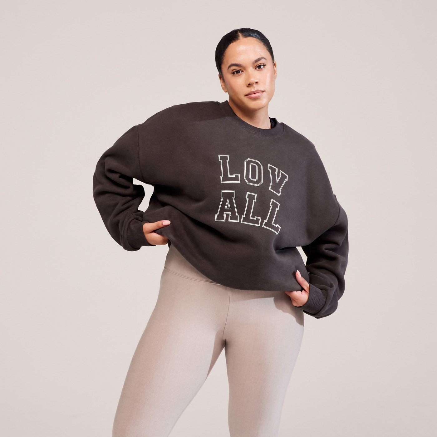 Curve Heavyweight Oversized Sweatshirt Varsity - Black Coffee