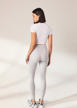 Everyday High Waisted Leggins Lightweight - Light Grey Marl