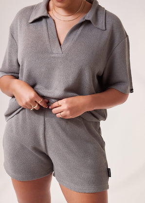 Curve Lightweight Collared Knit Set - Slate Green