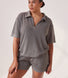 Curve Lightweight Collared Knit Set - Slate Green