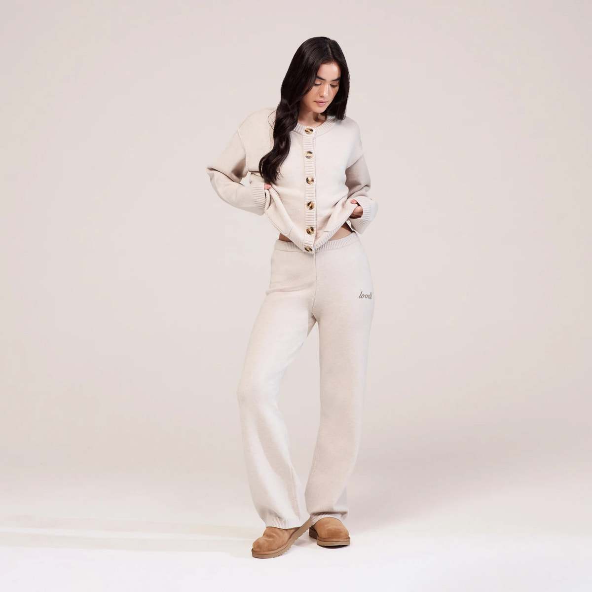 Weicher Strick-Cardigan - Beige