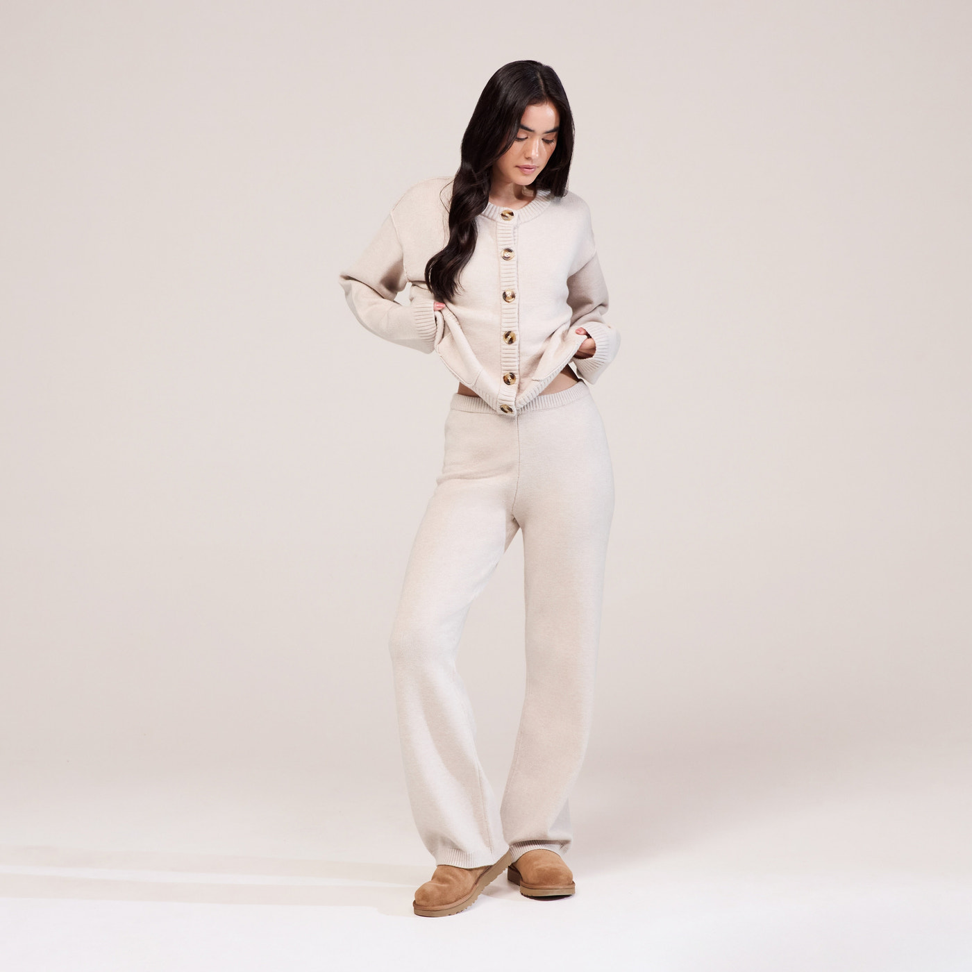 Curve Soft Knit Cardigan - Beige