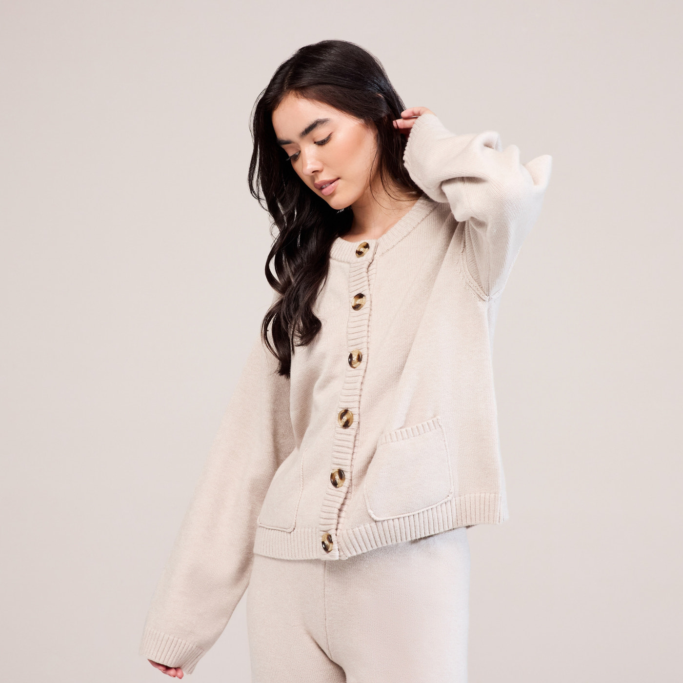 Curve Soft Knit Cardigan - Beige