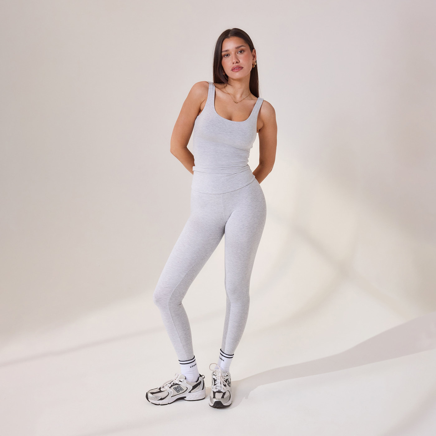 Leichtes Alltags-Tank-Top - Hellgrau meliertes