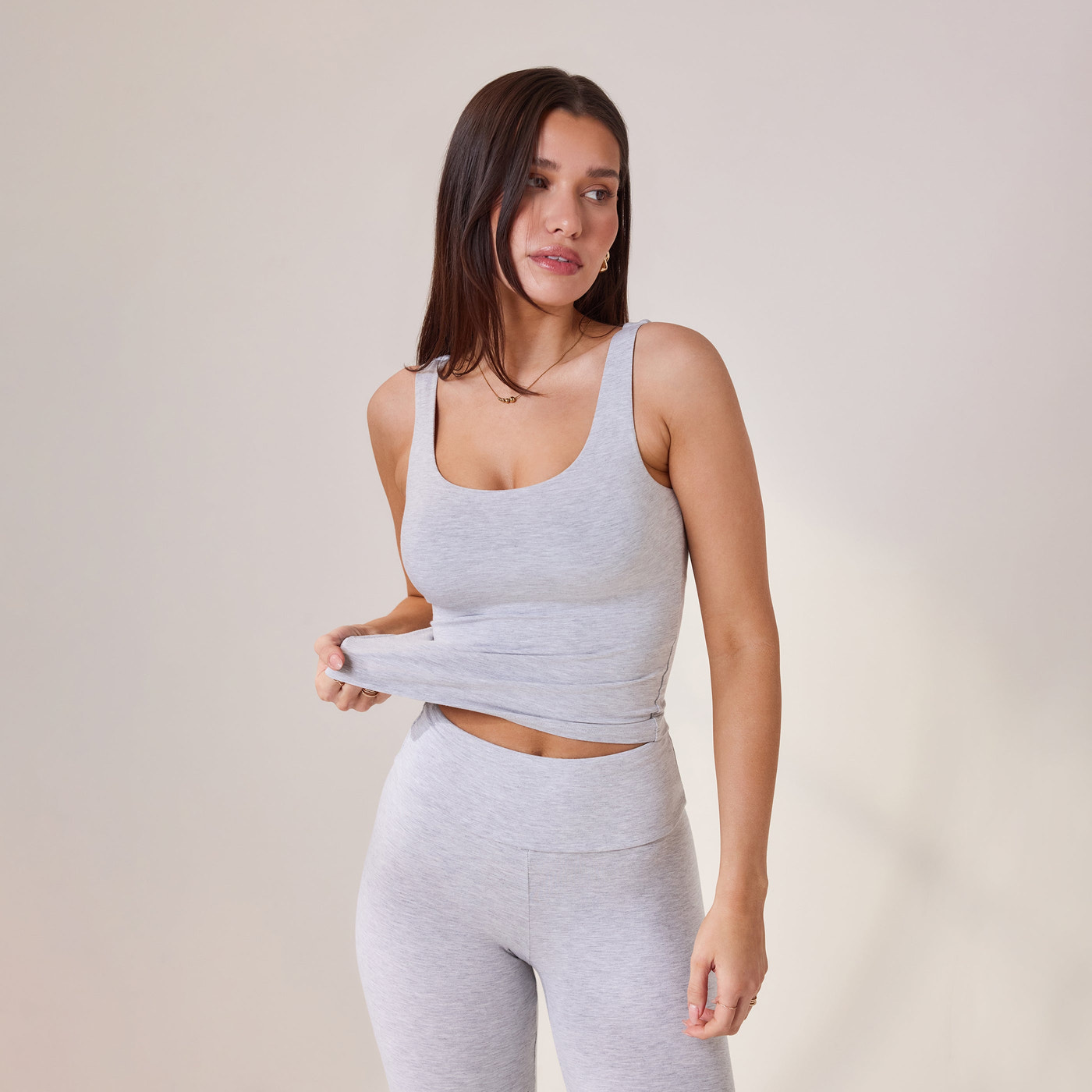 Leichtes Alltags-Tank-Top - Hellgrau meliertes