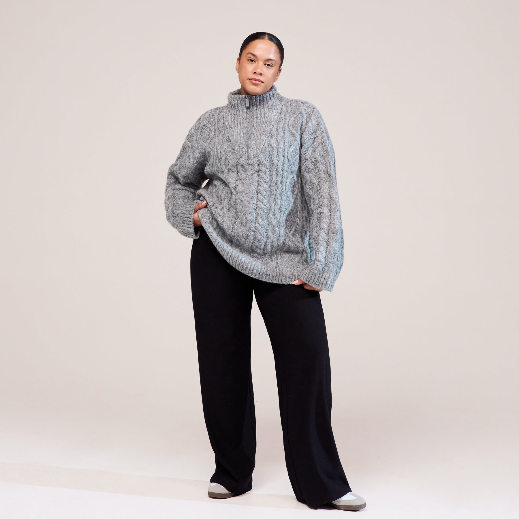 Curve Winter Wide Leg Trousers - Black