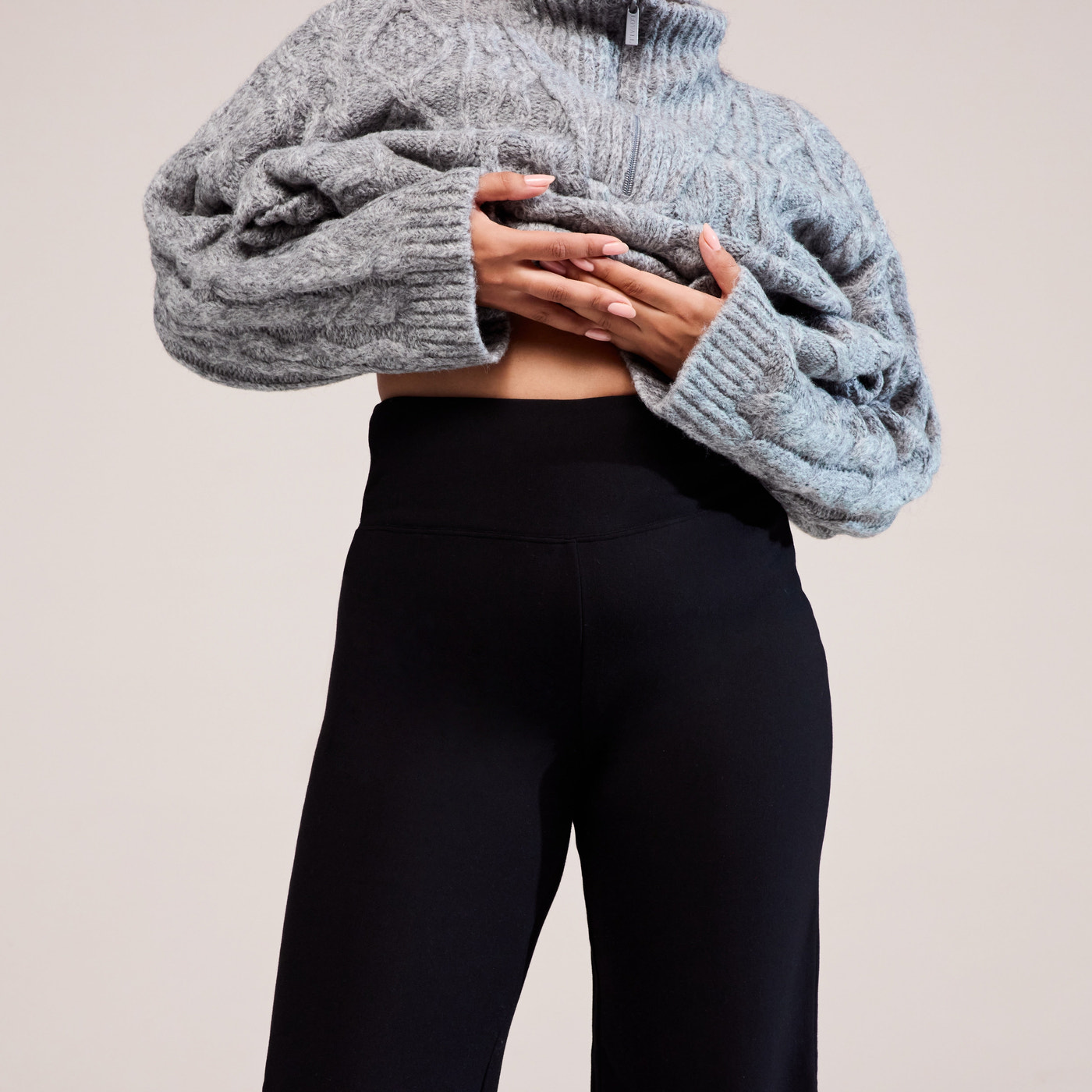 Curve Winter Wide Leg Trousers - Black