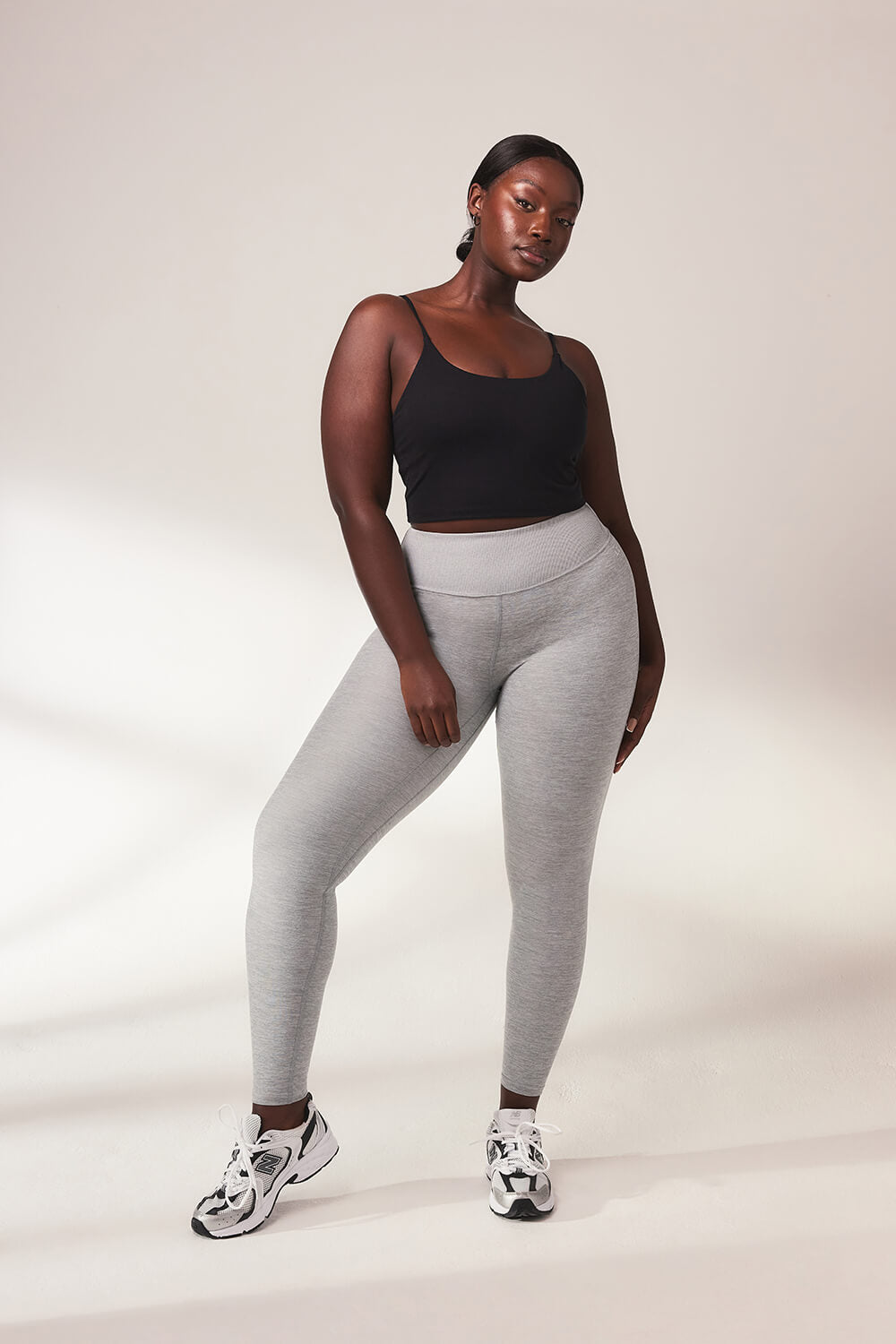 Ultimative Soft-Touch High-Waist Leggings – Hellgrau meliert