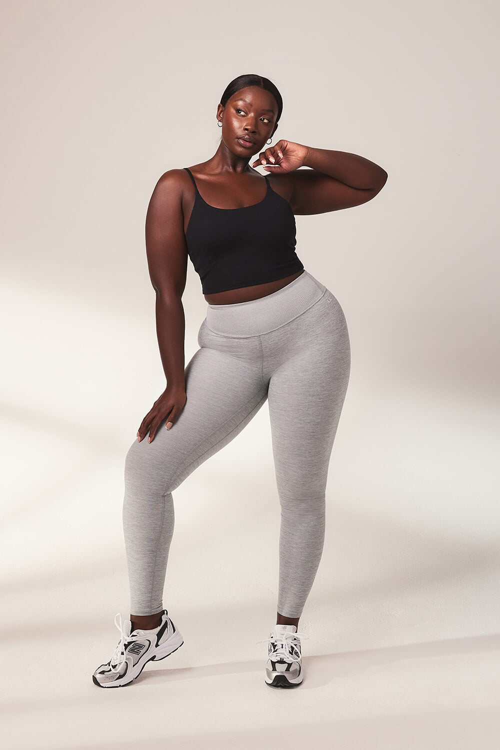 Ultimative Soft-Touch High-Waist Leggings – Hellgrau meliert