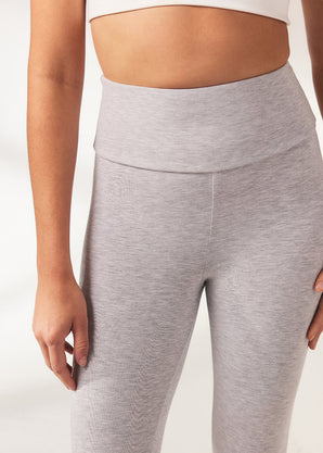 Cropped Leichte Leggings - Hellgraue