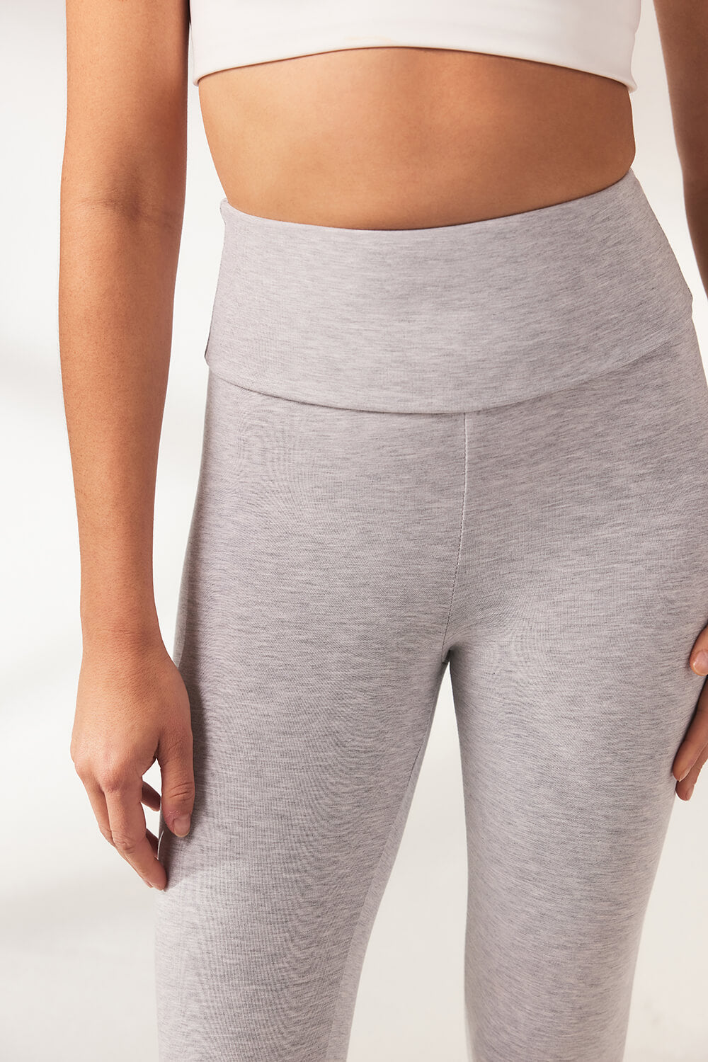 Cropped Leichte Leggings - Hellgraue