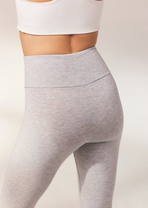 Cropped Leichte Leggings - Hellgraue