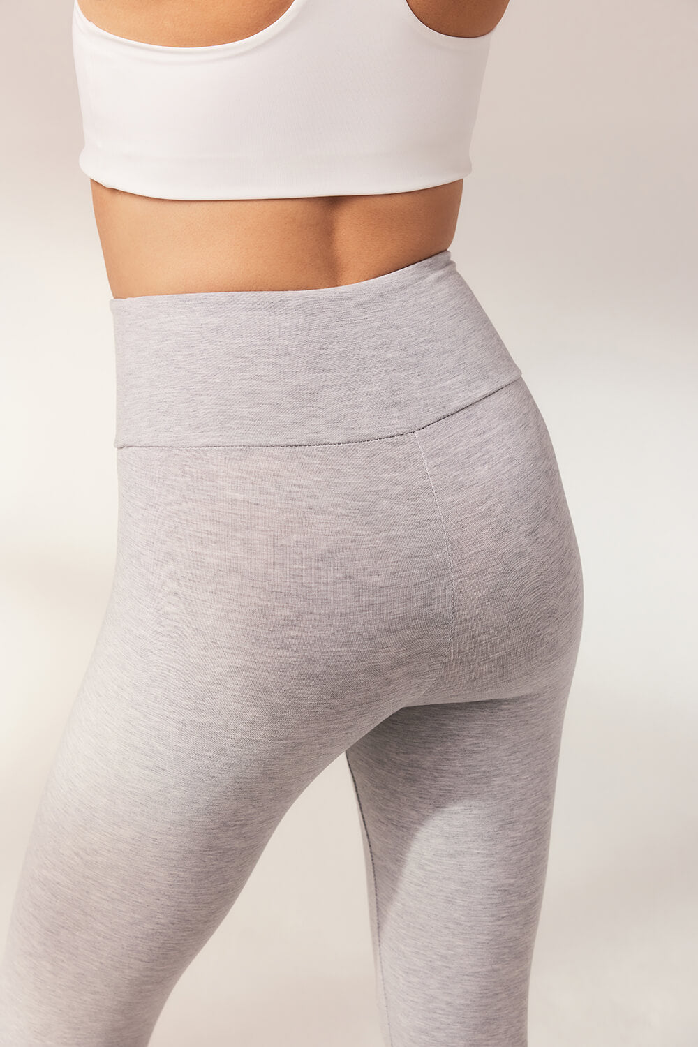 Cropped Leichte Leggings - Hellgraue