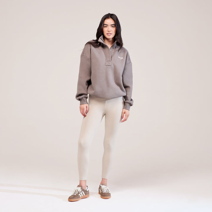 Alltags-Leggings mit hohem Bund – Haferflocken-Beige