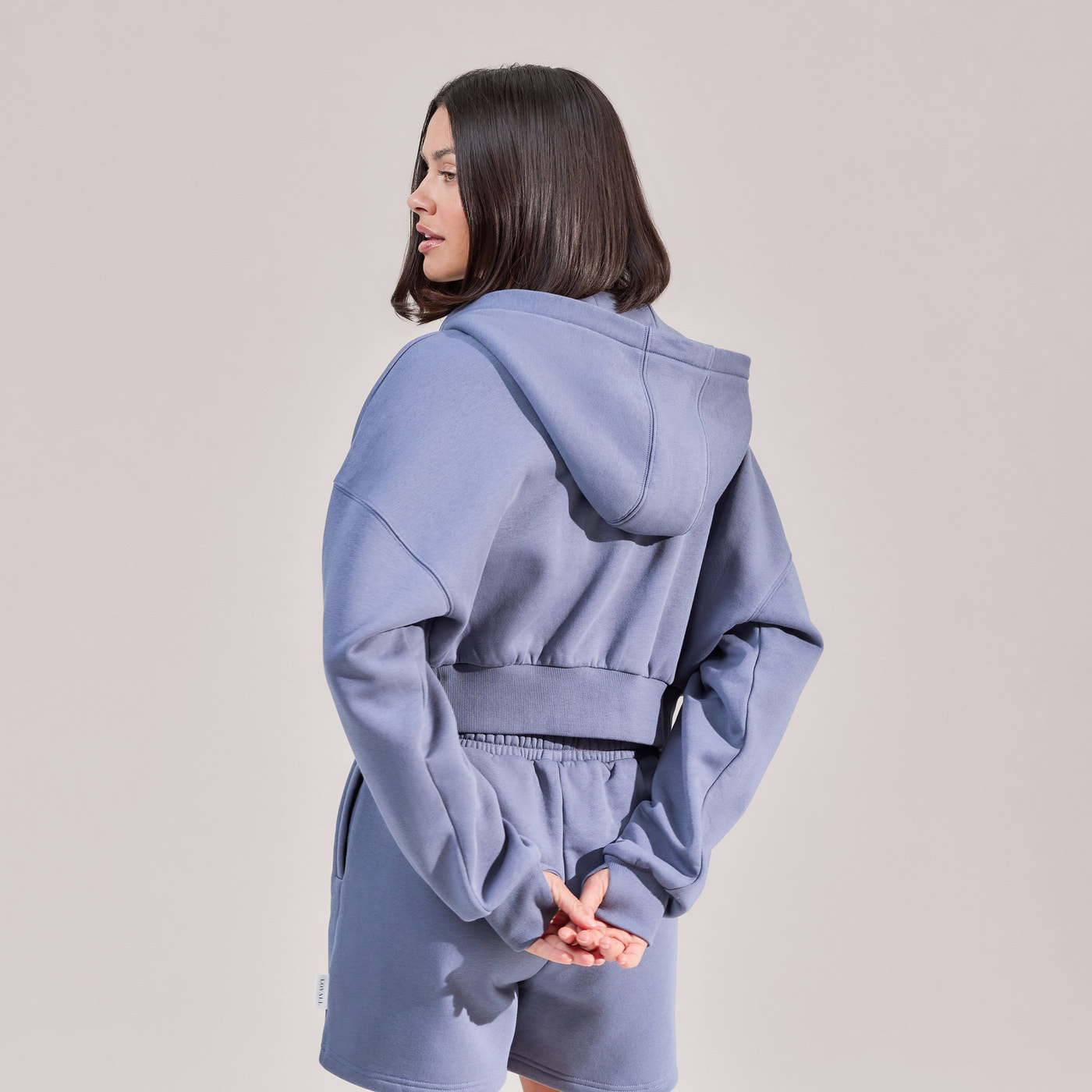 ALL SZN Organic Crop Zip-Through Hoodie - Ice Blue