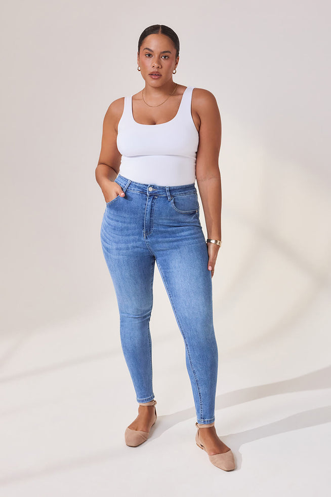 Lift & Shape Jeans - Mittelblaue