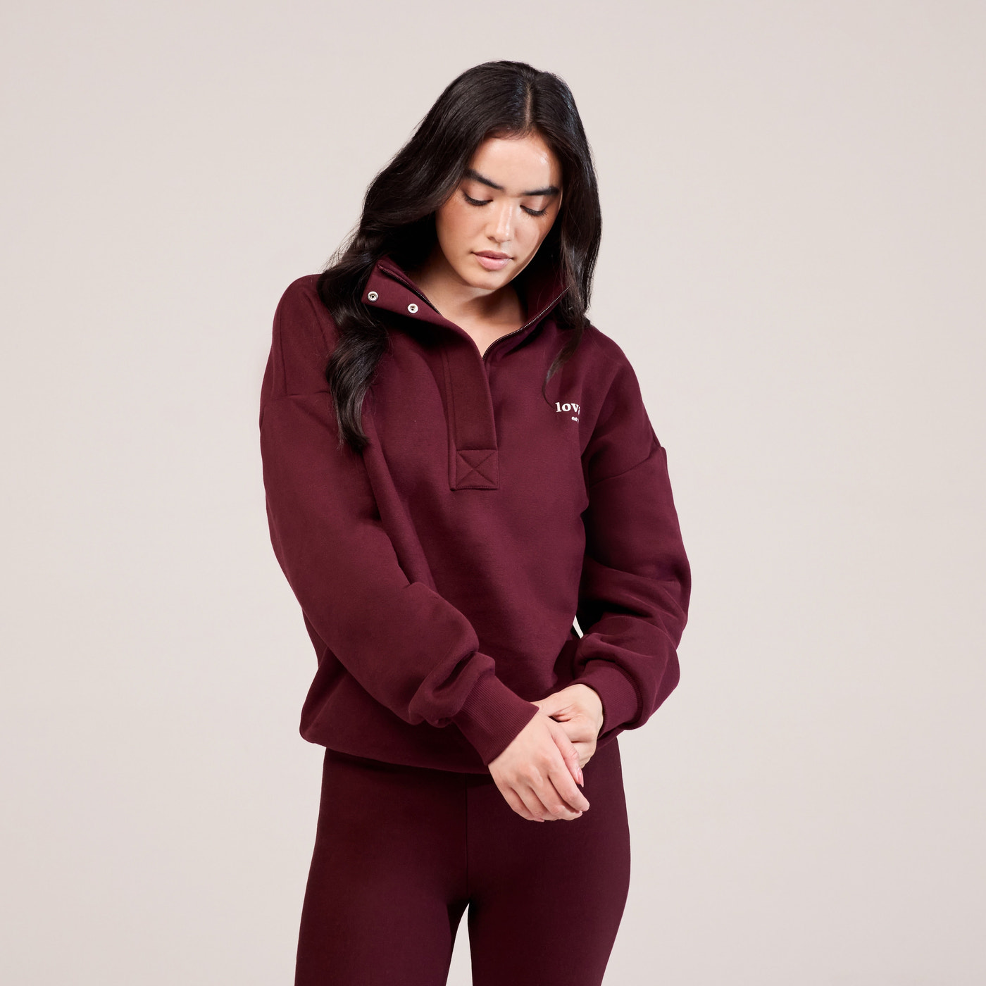 Heavyweight 1/4 Zip Sweatshirt - Burgundy