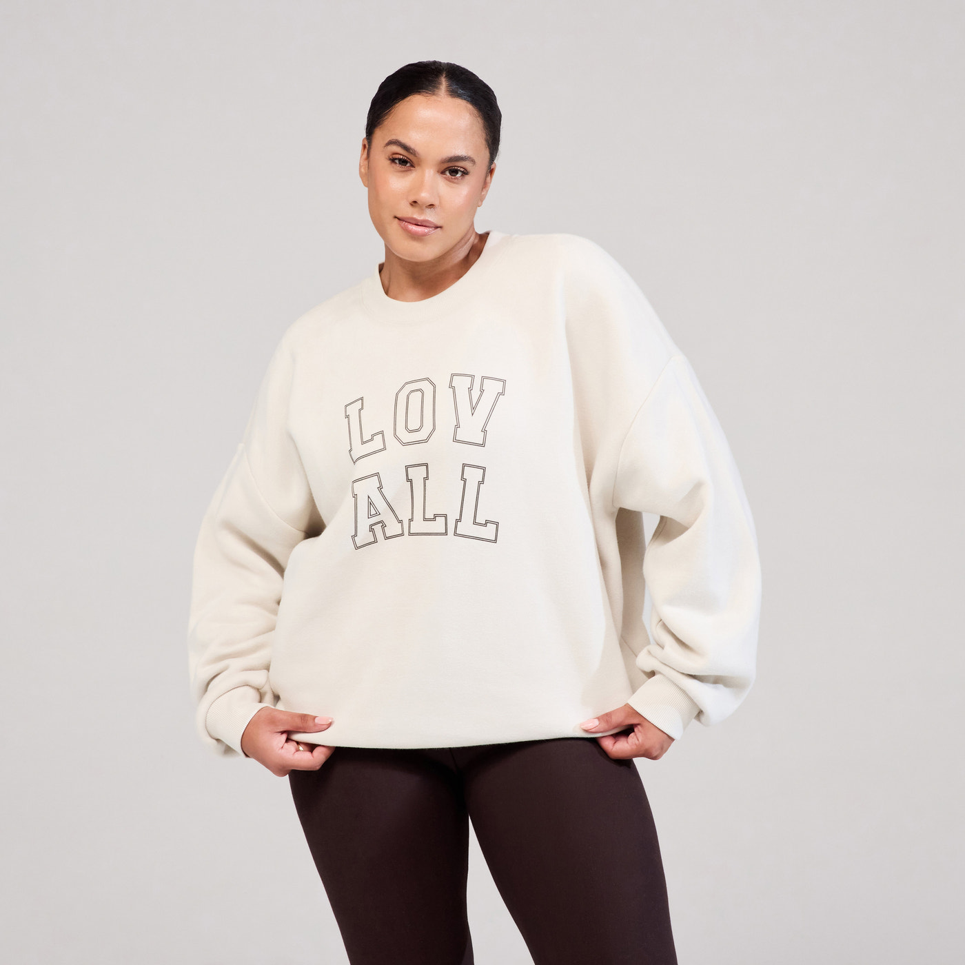 Curve Heavyweight Oversized Sweatshirt Varsity - Ecru