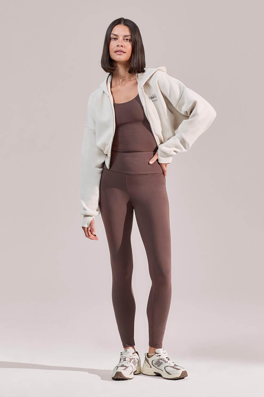 Curve ALL SZN Organic Crop Zip-Through Hoodie - Ecru