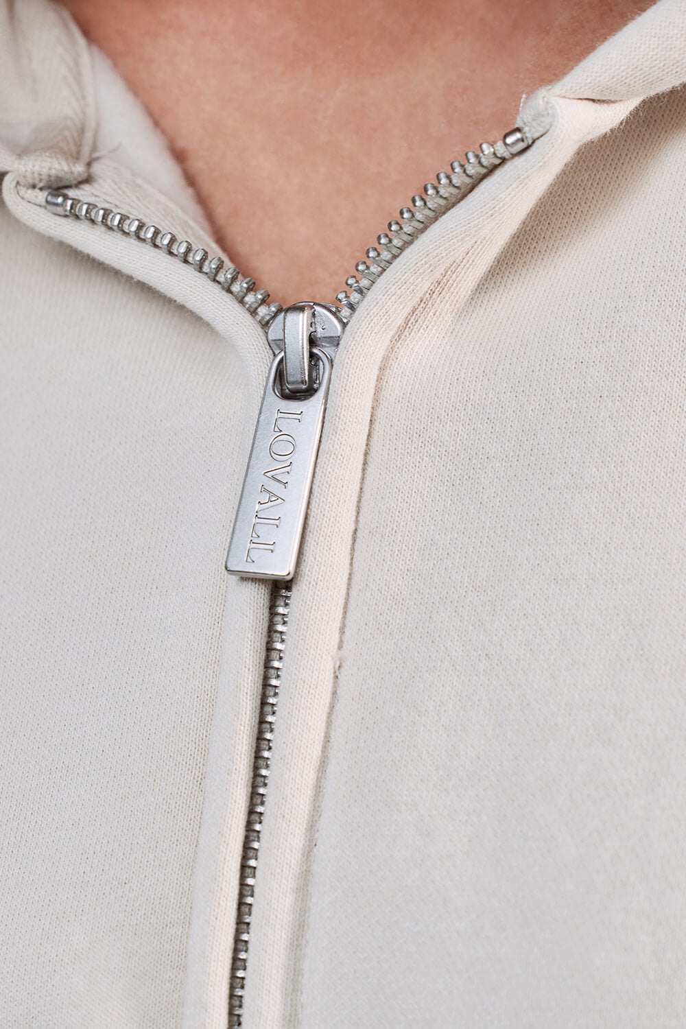 Curve ALL SZN Organic Crop Zip-Through Hoodie - Ecru