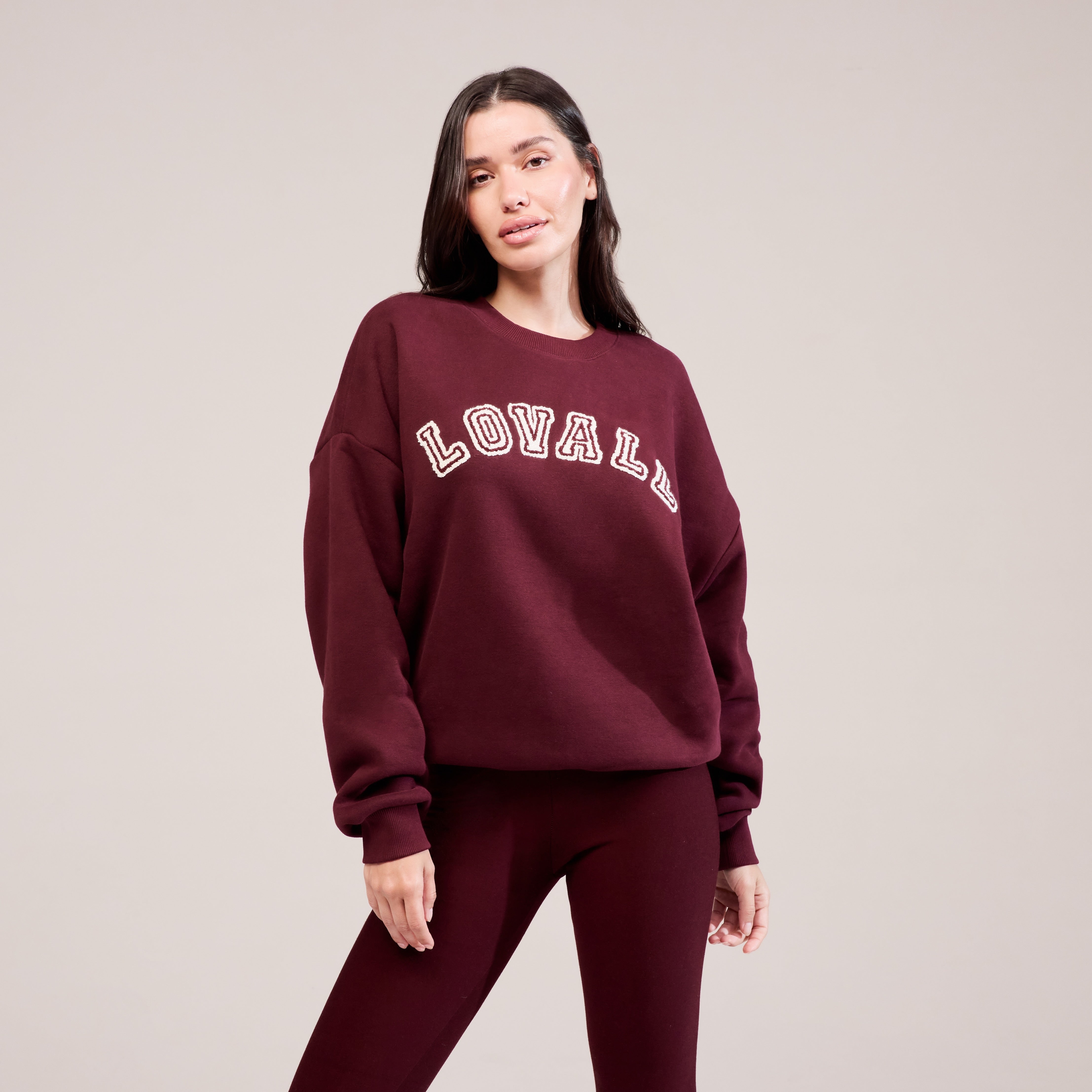 Schweres Oversized-Sweatshirt Campus – Bordeauxrot