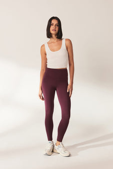 Everyday High Waisted Leggins Lightweight - Burgundy