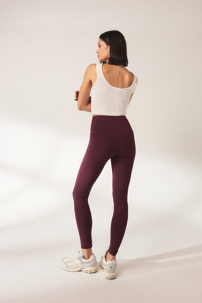 Everyday High Waisted Leggins Lightweight - Burgundy