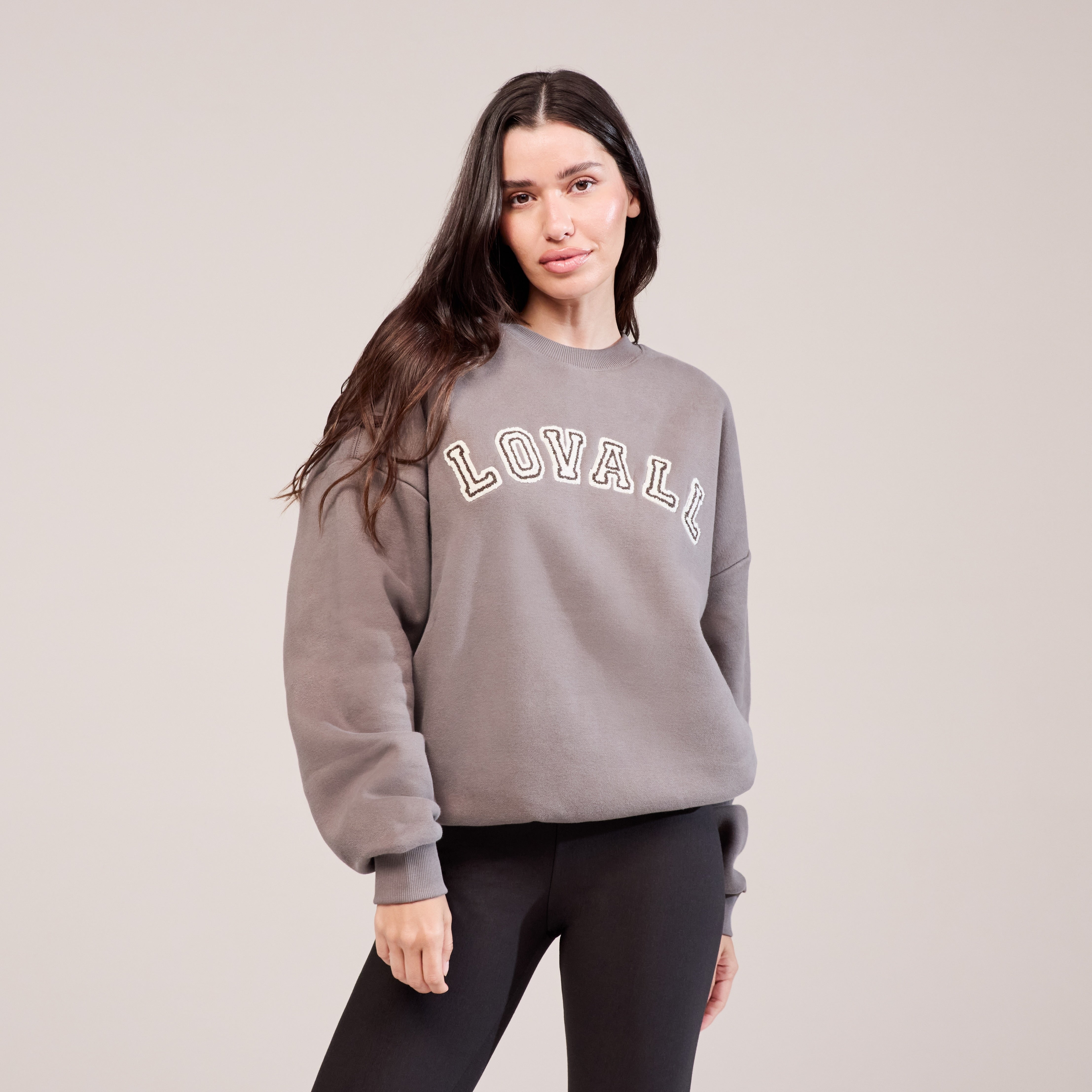 Schweres Oversized Campus-Sweatshirt – Mokka