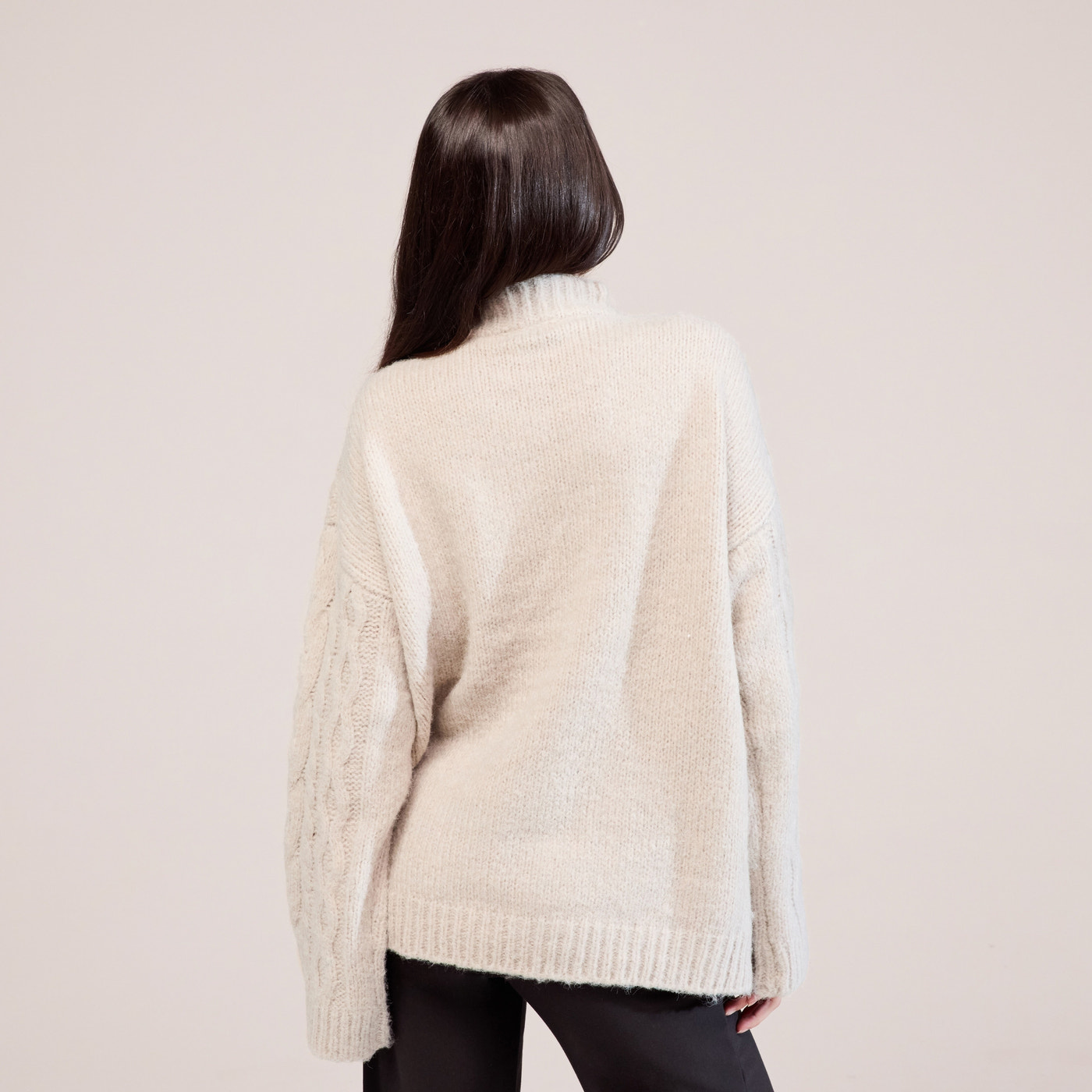 Cable Knit 1/4 Zip Jumper - Beige