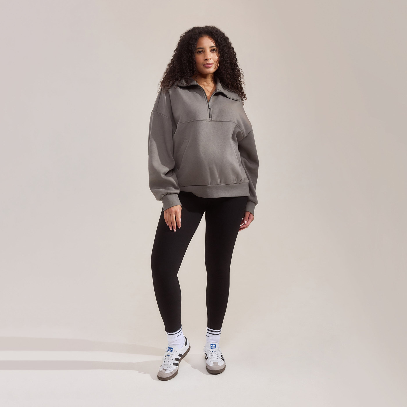 Alltägliche Winter Umstandsleggings mit hoher Taille - Schwarze