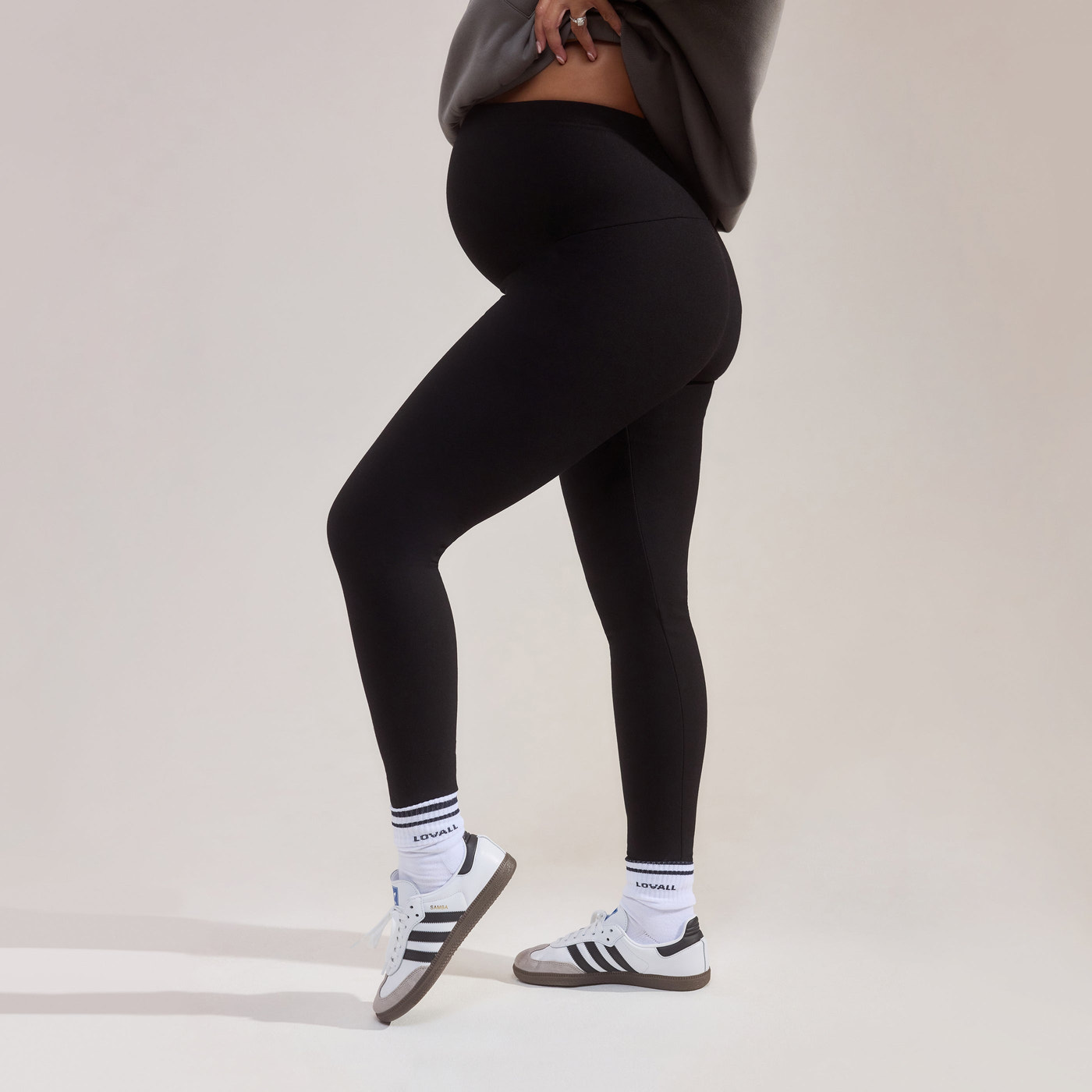 Alltägliche Winter Umstandsleggings mit hoher Taille - Schwarze