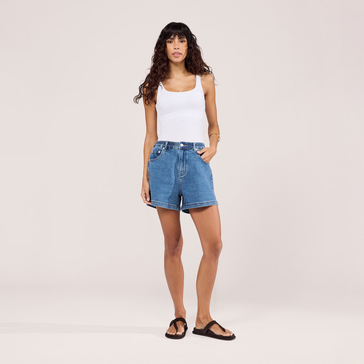 Stretch-Denim-Shorts – Mittelblau
