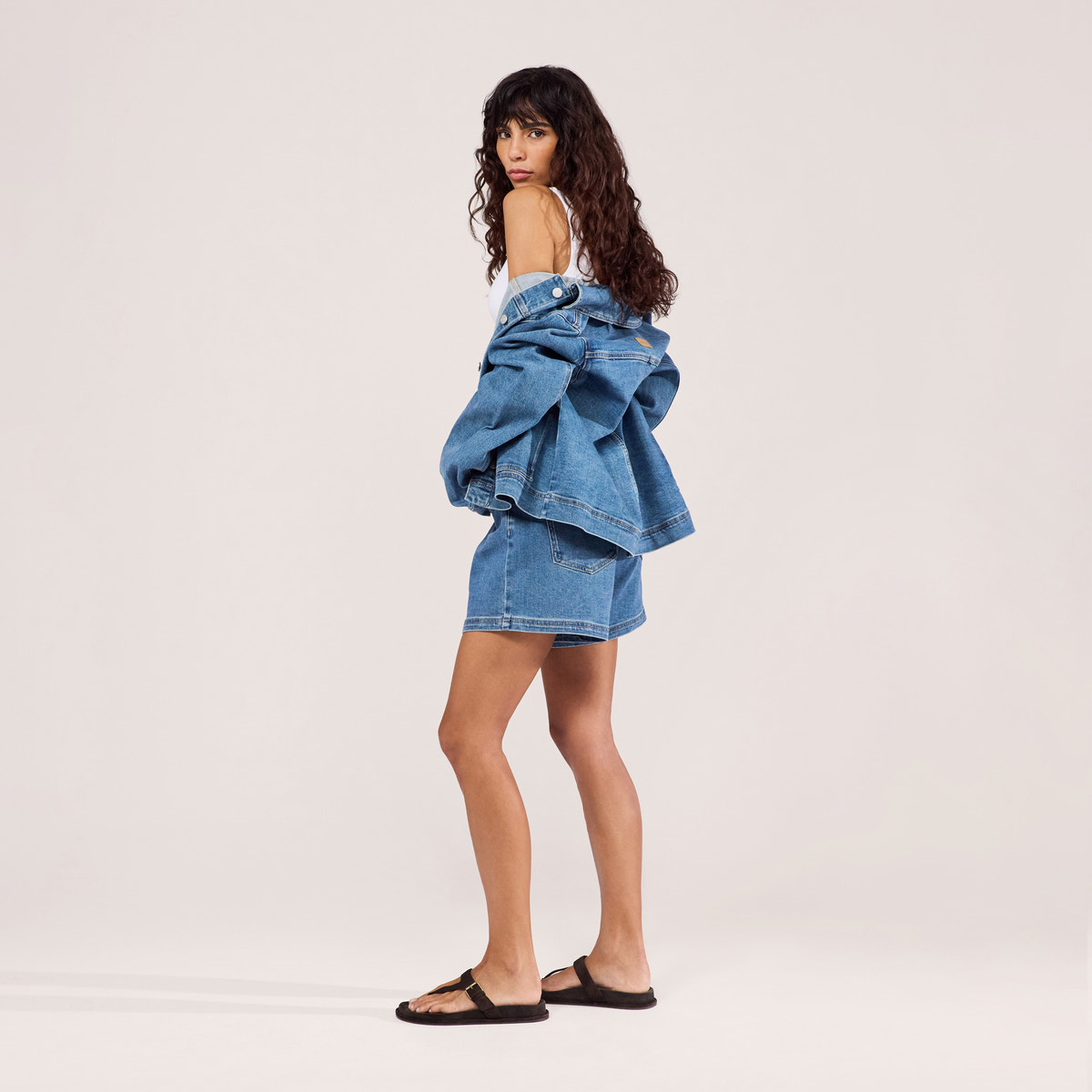 Stretch-Jeansjacke – Mittelblau