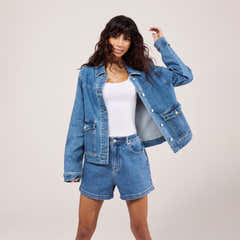 Stretch-Jeansjacke – Mittelblau