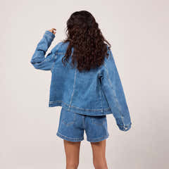 Stretch-Jeansjacke – Mittelblau