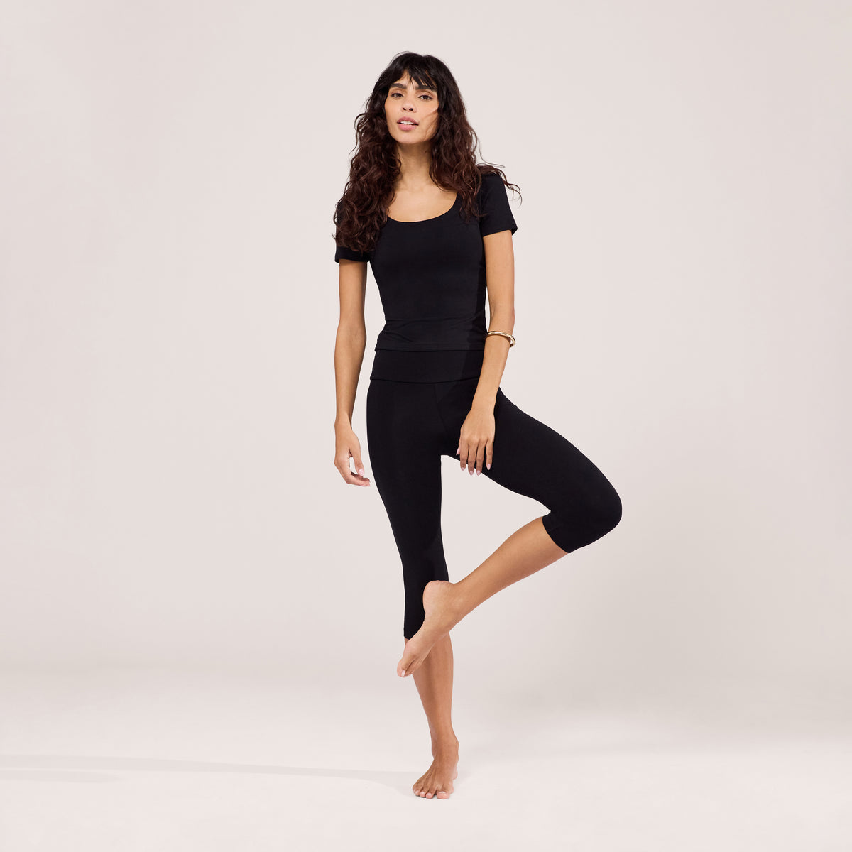 Capri leichte Leggings - Schwarz
