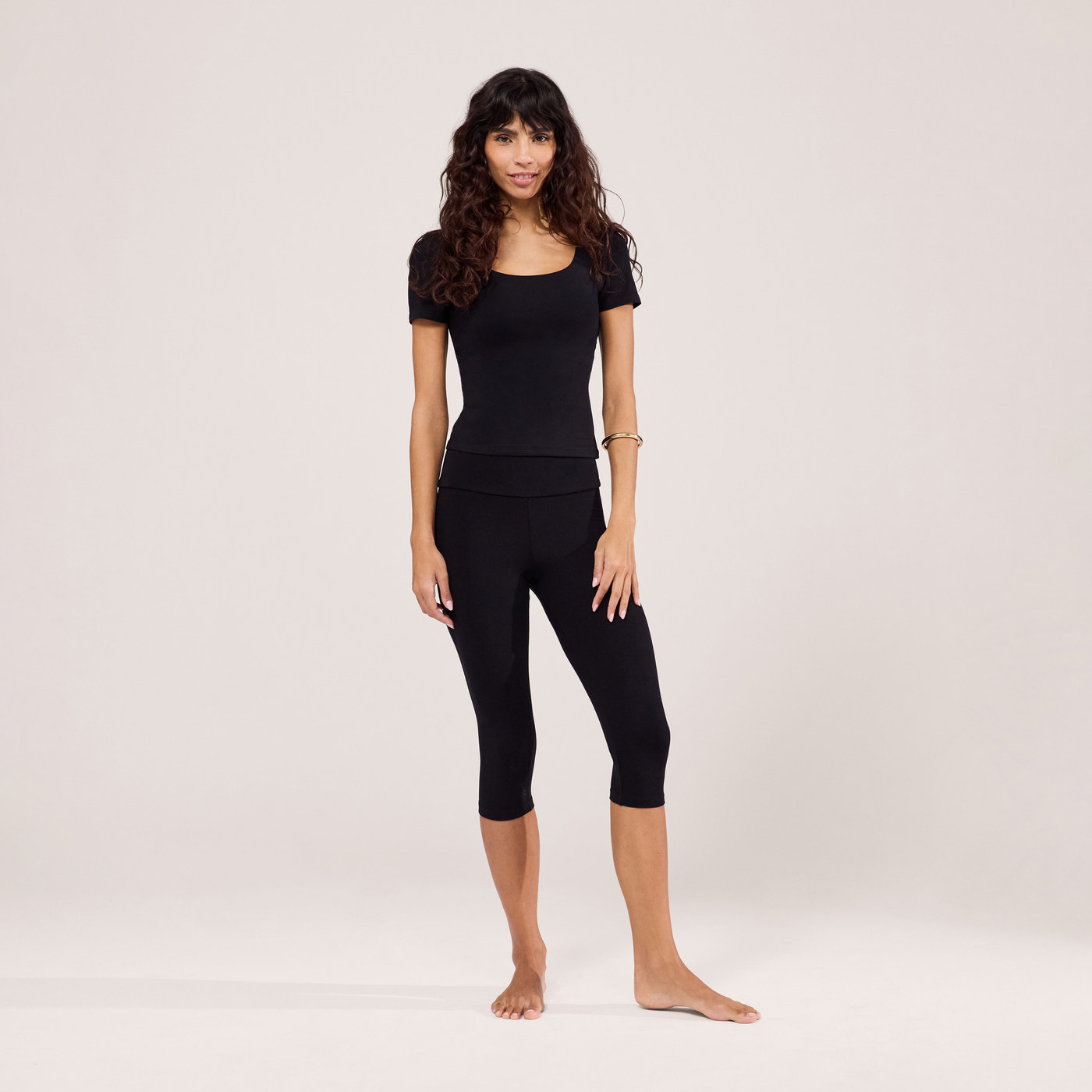 Cropped Leichte Leggings - Schwarze