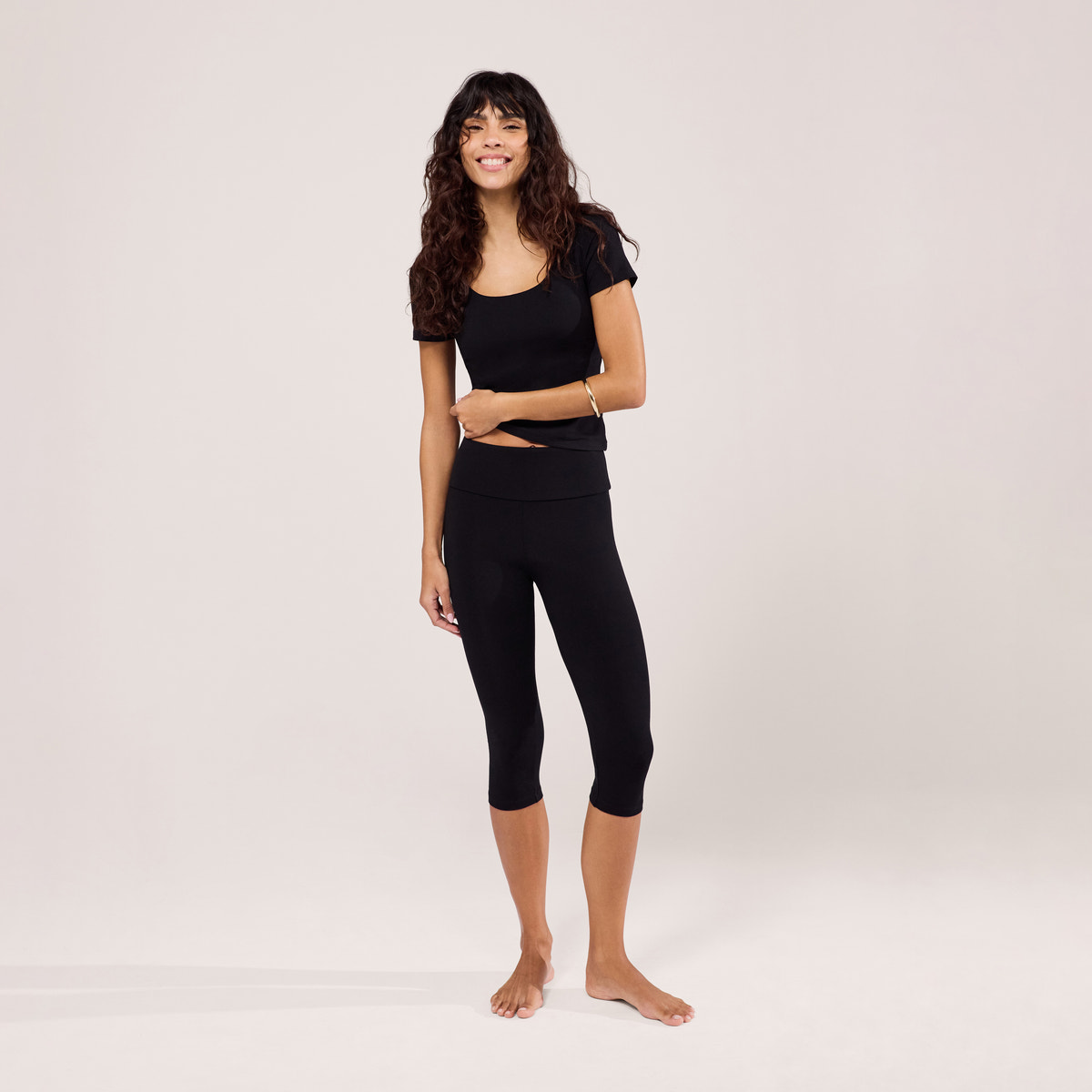 Capri leichte Leggings - Schwarz
