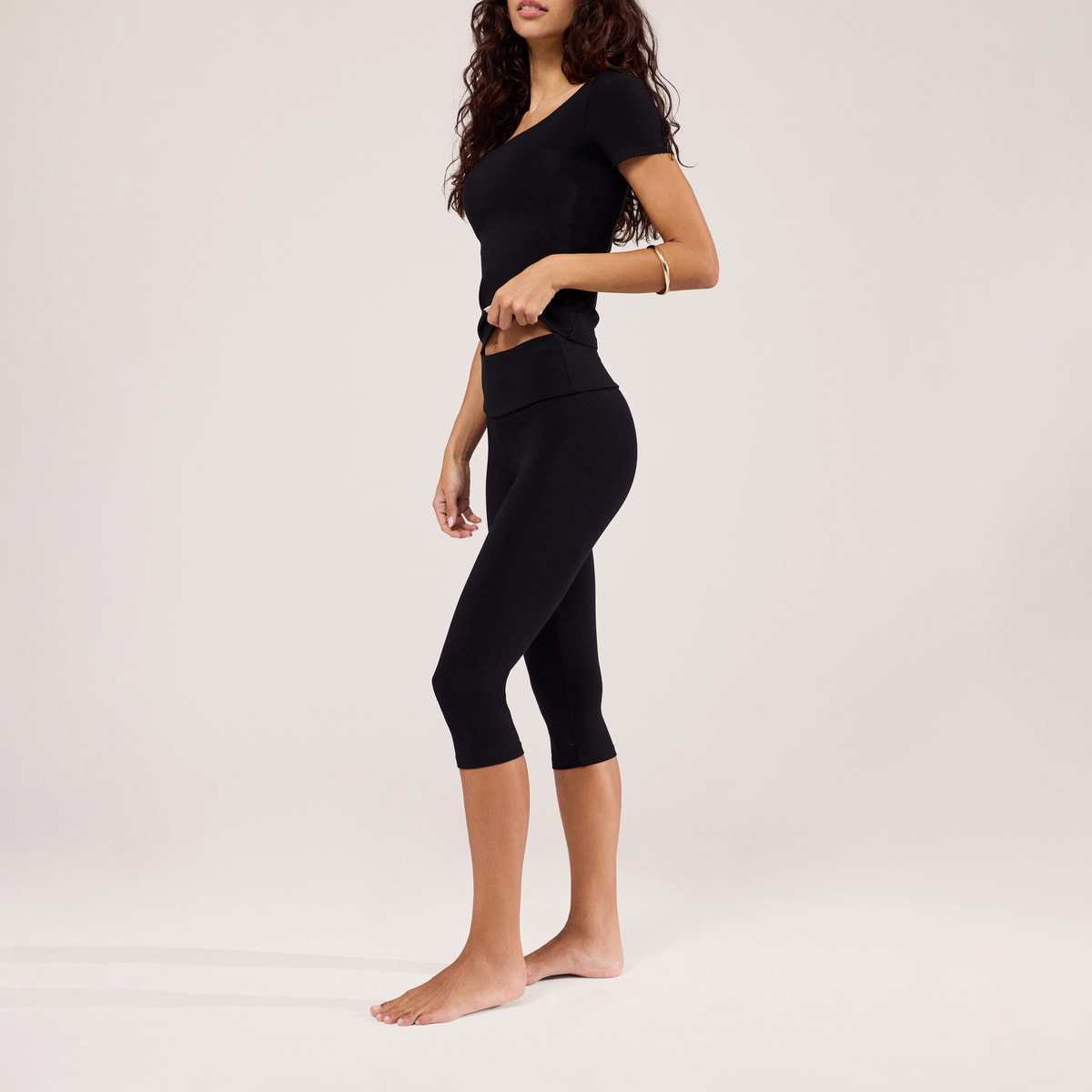 Capri leichte Leggings - Schwarz