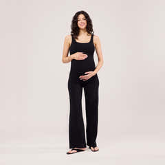 Umstandsleichte Hose mit weitem Bein – Schwarz